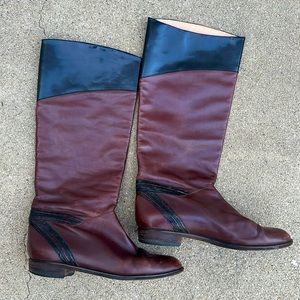 Vintage Brown Black Leather Riding Boots Made in Italy Size 40 Size 9.5